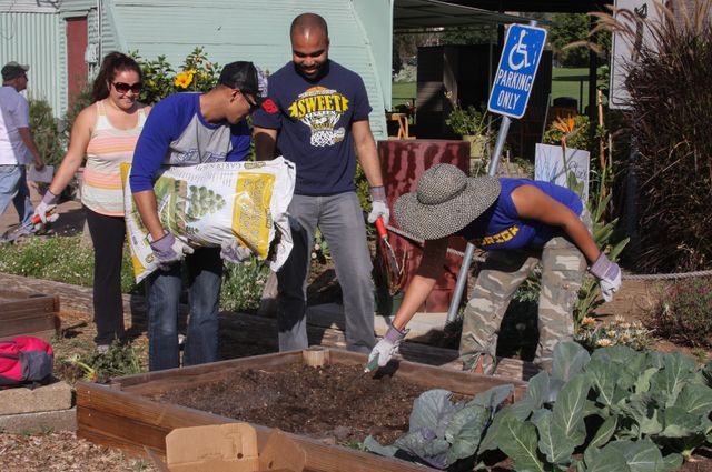 Bruin staff at V.A. garden