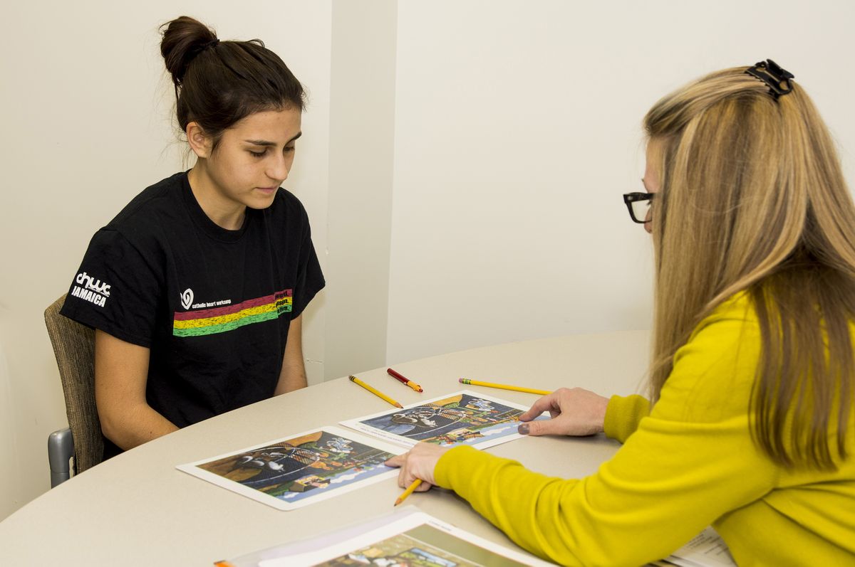 High school student Monica Collins and nursing researcher Nancy Pike 