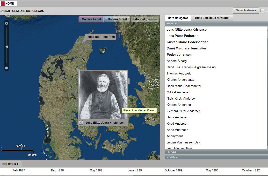 Webpage from the Danish Folklore Data Nexus