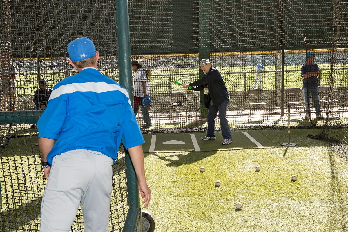 Veteran Nicholas Scordino in a batting cage