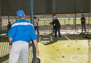 Veteran Nicholas Scordino in a batting cage