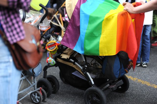 Gay pride march stroller