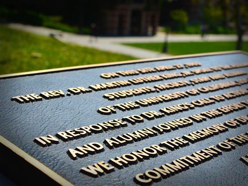 Plaque marking the place where MLK stood to speak
