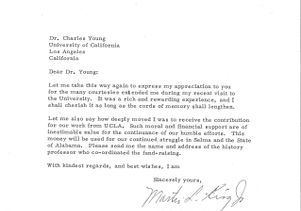 Letter from MLK to Administrative Vice Chancellor Charles E. Young
