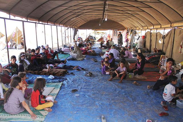 Iraqi Yazidi refugees at Newroz camp in Syria