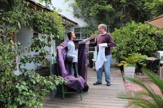 Actress Amy Urbina and Richard Creese in a rehearsal of his play
