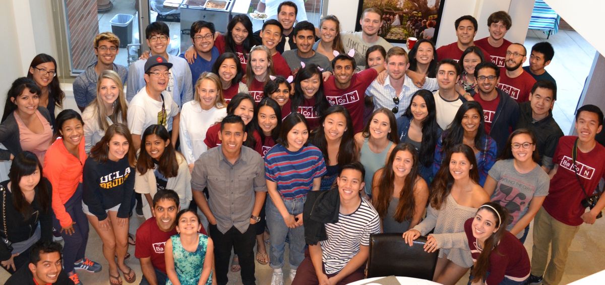 Neil Garg with students at his home