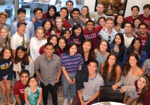 Neil Garg with students at his home