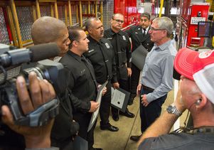 Charles Gold talks to his rescuers