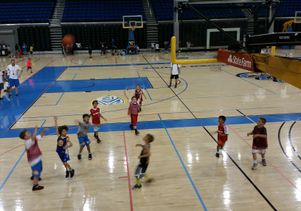 A basketball camp in action