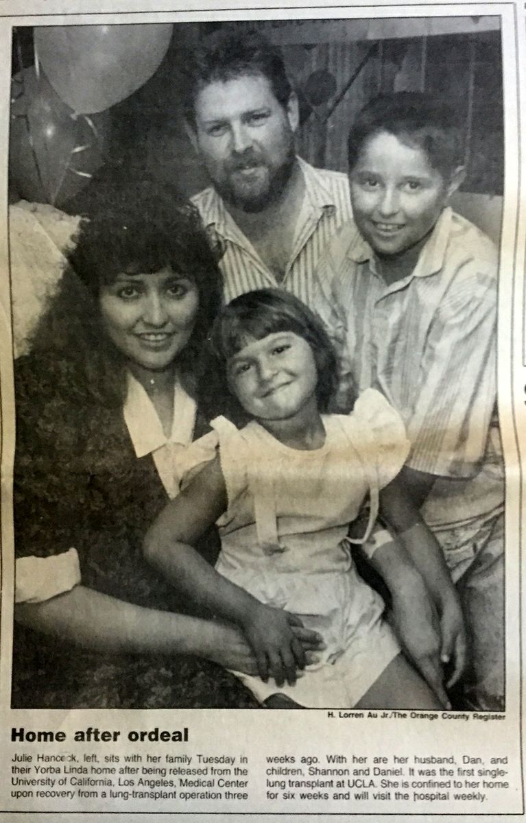 A newspaper clipping about Julie Hancock