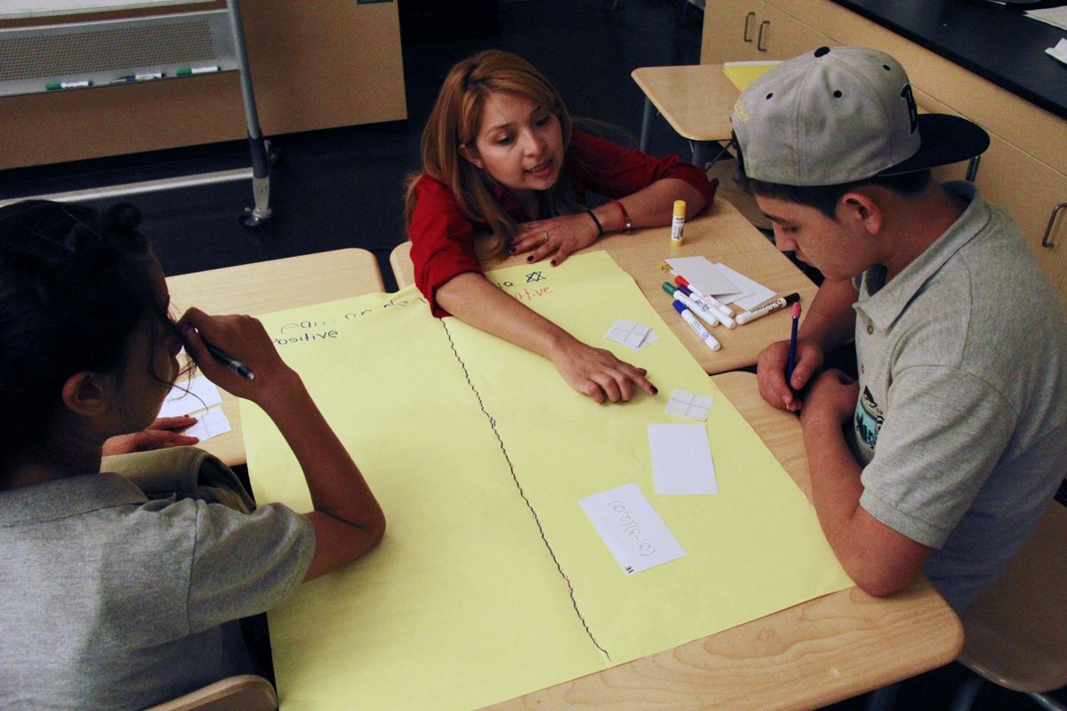 Project SOL teacher Jazmin Rodriguez and students Nataly Delgadillo and Josue Ardon