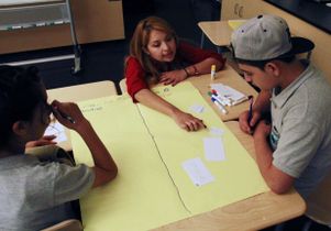 Project SOL teacher Jazmin Rodriguez and students Nataly Delgadillo and Josue Ardon