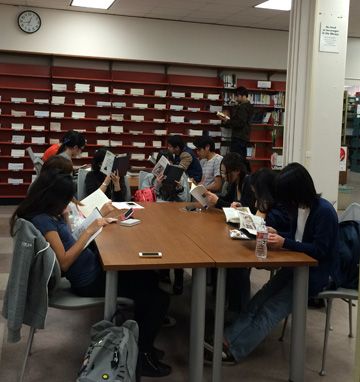 Students at UCLA's East Asian Library