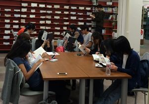 Students at UCLA's East Asian Library