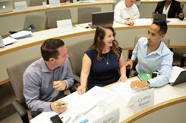Cynthia Reeves with EBV classmates Brian Lancioni (left) and Walter Cueva