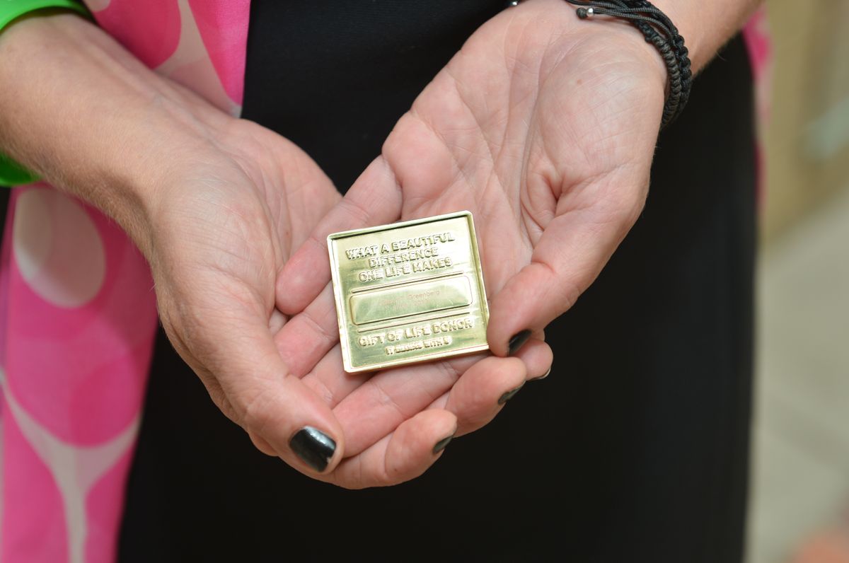 closeup of donor medallion