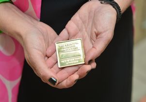 closeup of donor medallion