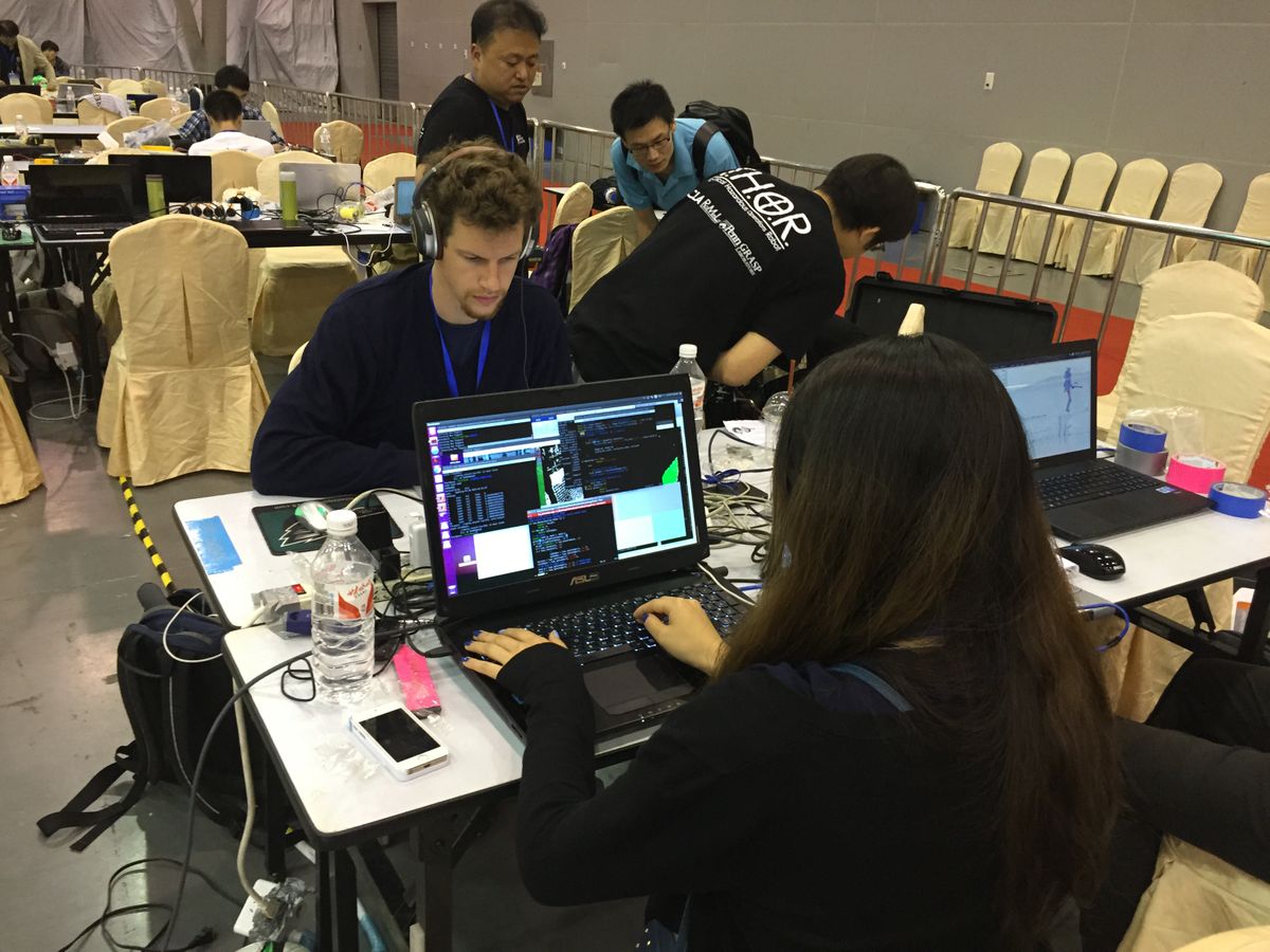 Team THORwIn at their computers