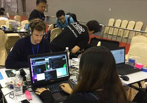 Team THORwIn at their computers