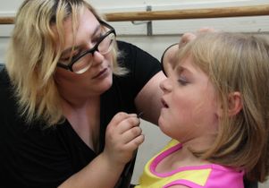 UCLA senior Rebekka Asher and a Miss Amazing contestant 