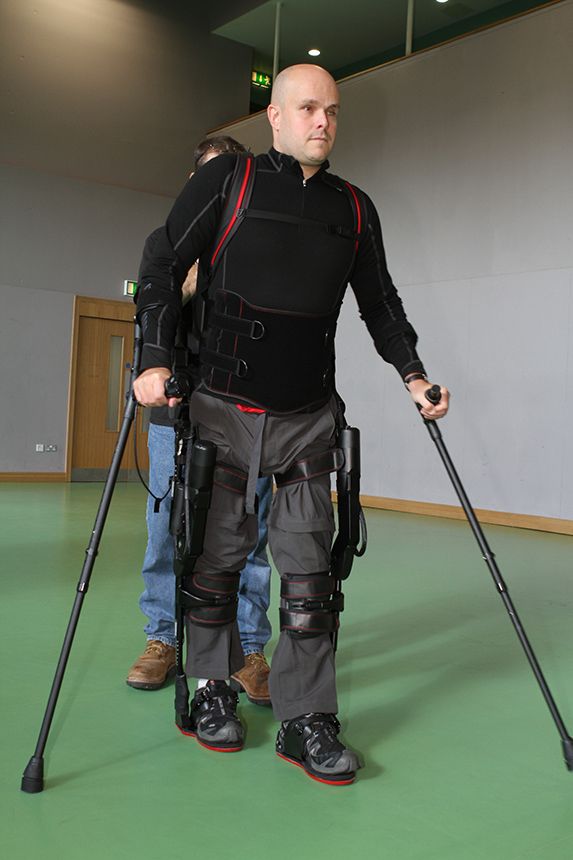 Mark Pollock with robotic device