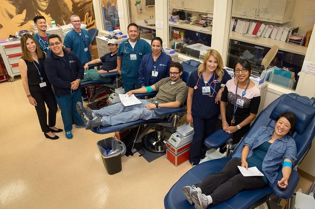 Staff at the UCLA Blood and Platelet Center