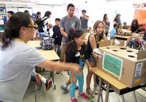 Parents and children at John Adams Elementary School