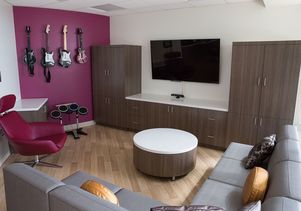 Newly remodeled teen lounge in Mattel Children's Hospital at UCLA