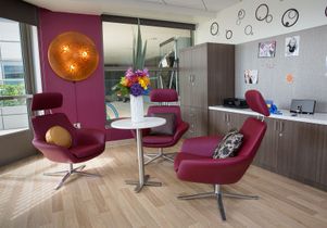 Newly remodeled teen lounge at Mattel 