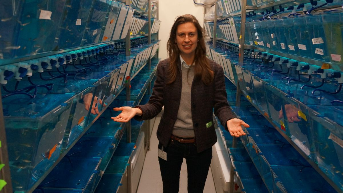 Olivia Osborne in fish facility