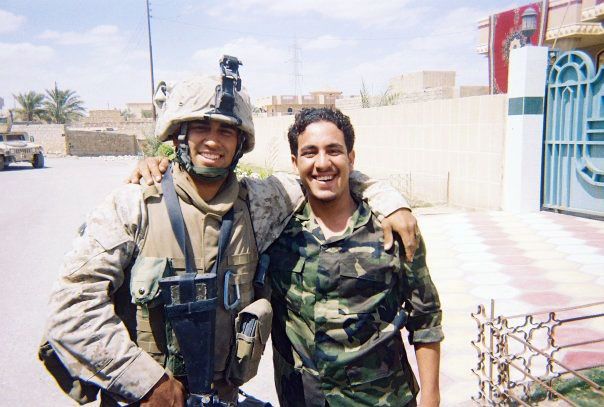 Daniel Ybarra (left) in Ramadi, Iraq