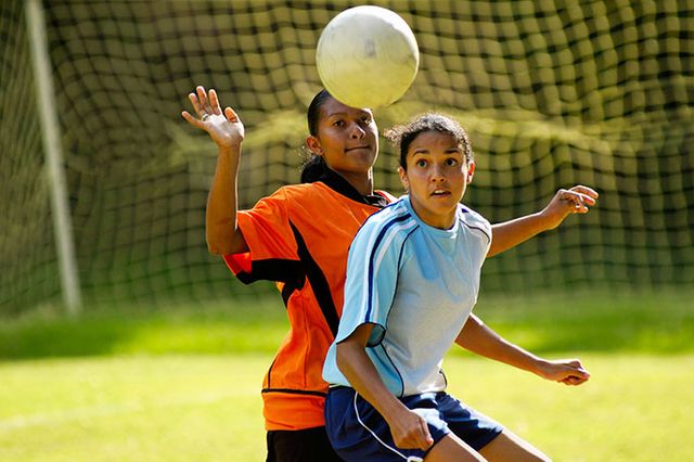 Girls playing soccer