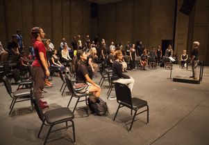Participants in Ann Carlson's work, "The Symphonic Body UCLA"