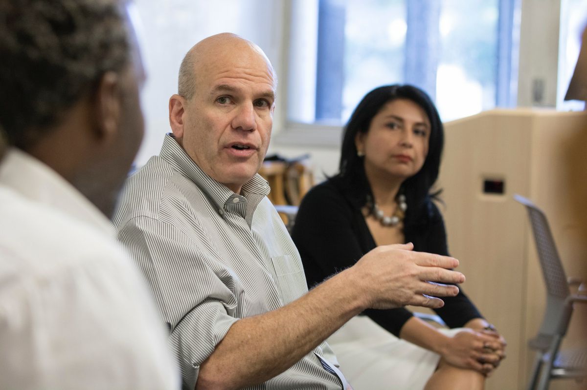 David Simon with students and Ananya Roy