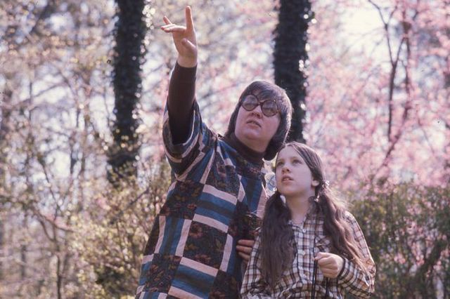 Joanna Eckles, 10, birdwatching with her mother Ann in 1975
