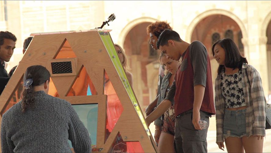 Crowd at the pop-up exhibit 