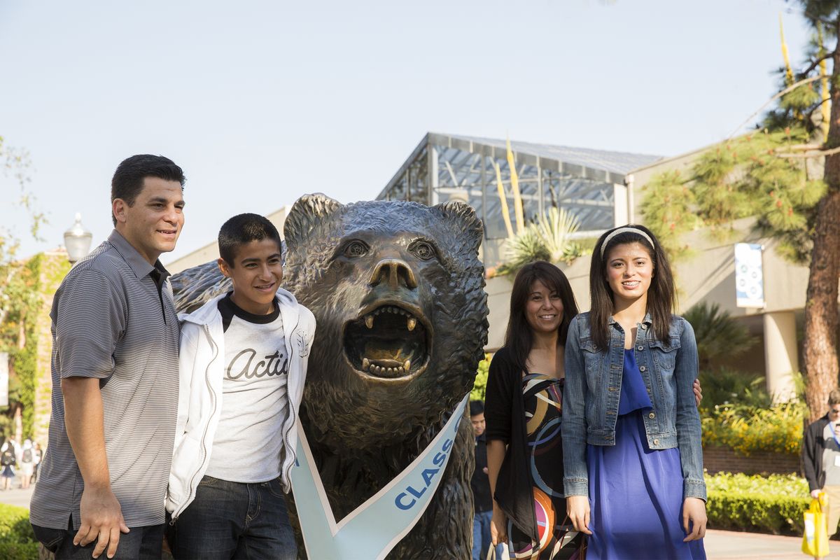 A family visiting on Bruin Day