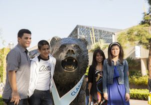 A family visiting on Bruin Day