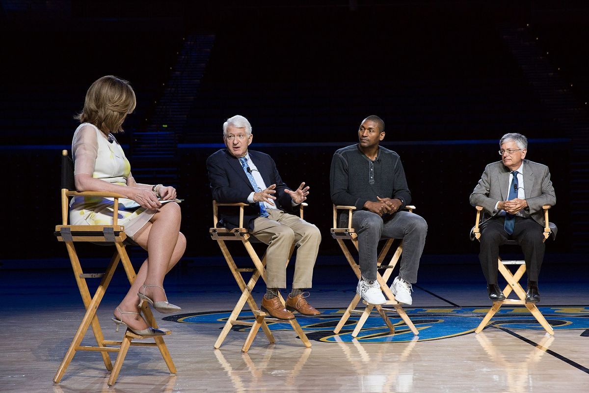 Arianna Huffington, Chancellor Gene Block, Metta World Peace and Dr. Jerry Siegel