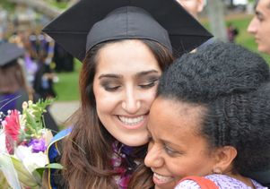 Hugs for a UCLA law graduate