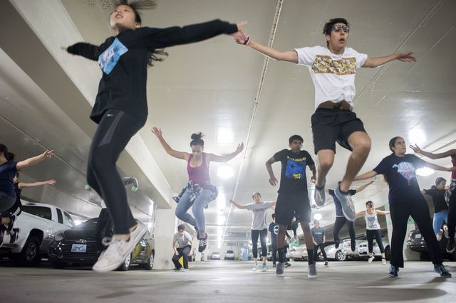 Practicing in the garage