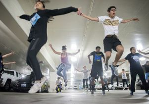 Practicing in the garage