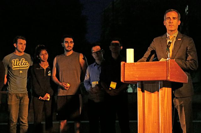 Mayor Garcetti at Klug vigil