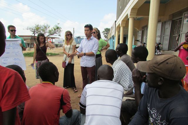 Peace Corps volunteer Wayne Wong leads a class