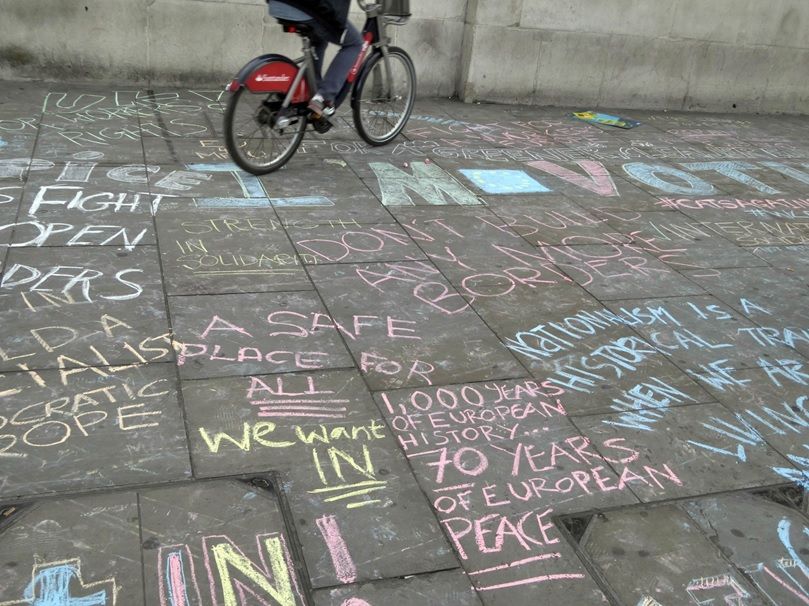 Remain rally chalk slogans