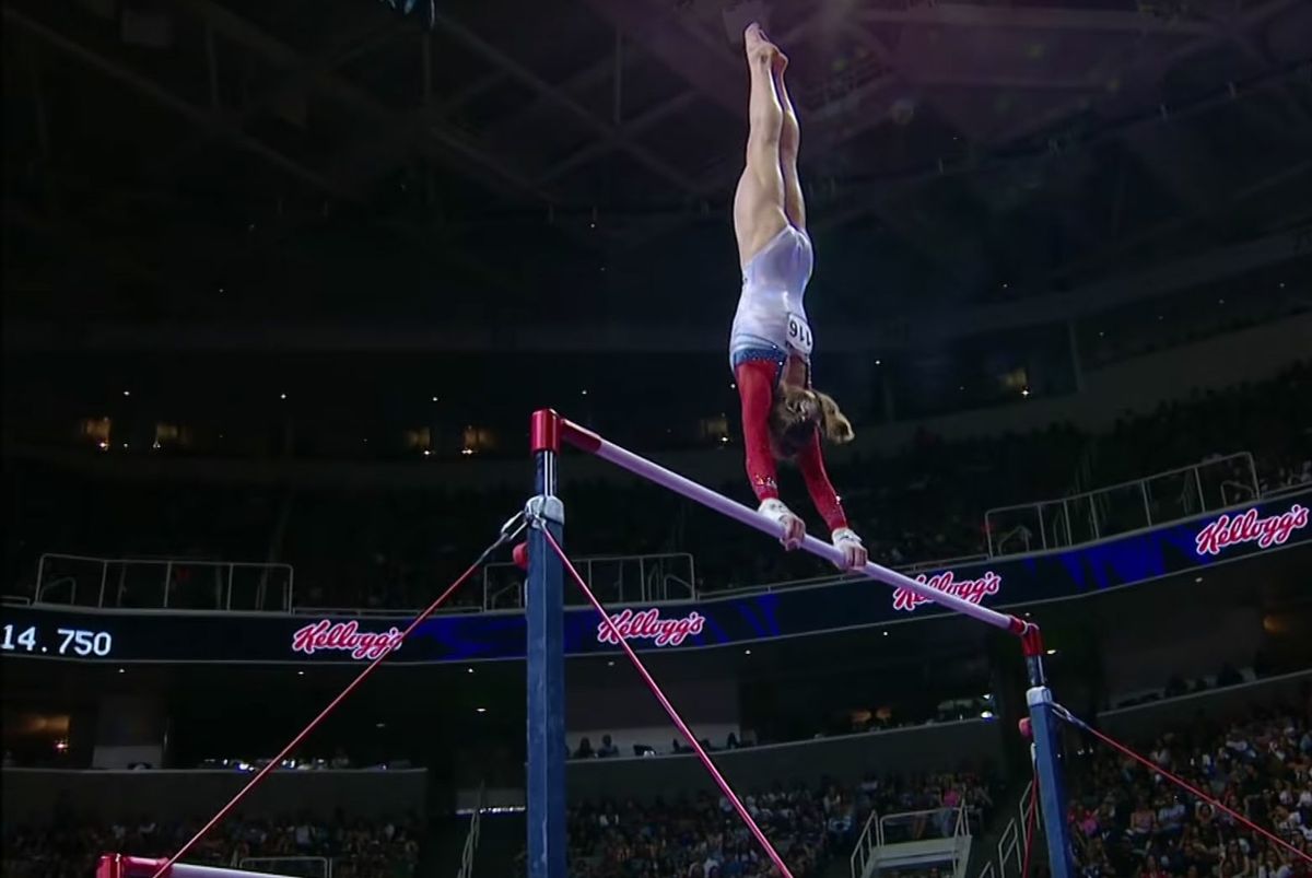 Madison Kocian on the uneven bars