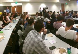 Public policy students watch debate  