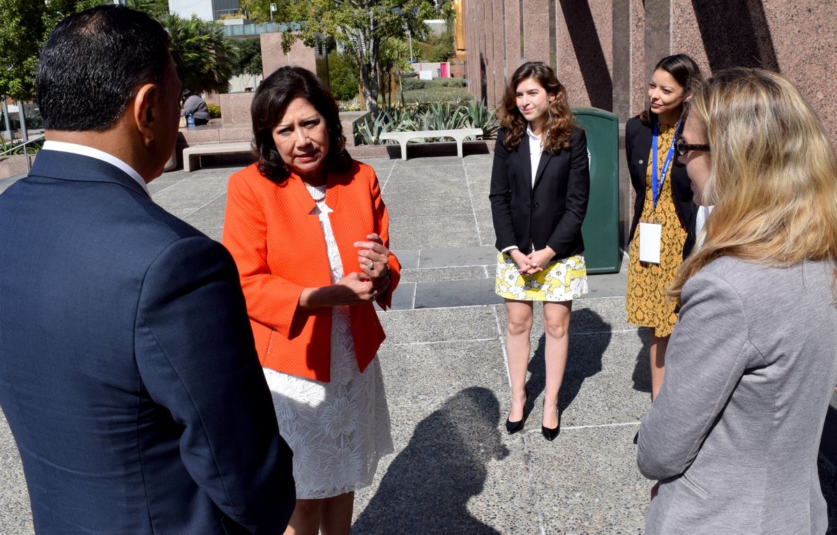 Hilda Solis speaks with UCLA advocacy coalition