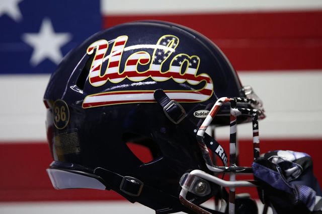 Helmet with patriotic decor